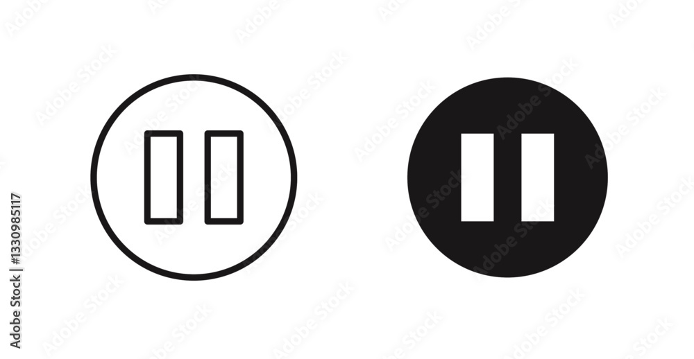 Pause icon outlined icon vector collection. Pause icon outlined icon vector collection.