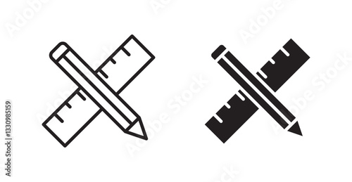 Pencil and ruler icon outlined icon vector collection.