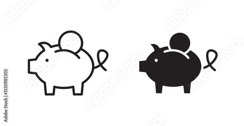 Piggy bank icon outlined icon vector collection.