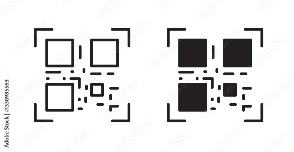 Qrcode icon outlined icon vector collection. Qrcode icon outlined icon vector collection.