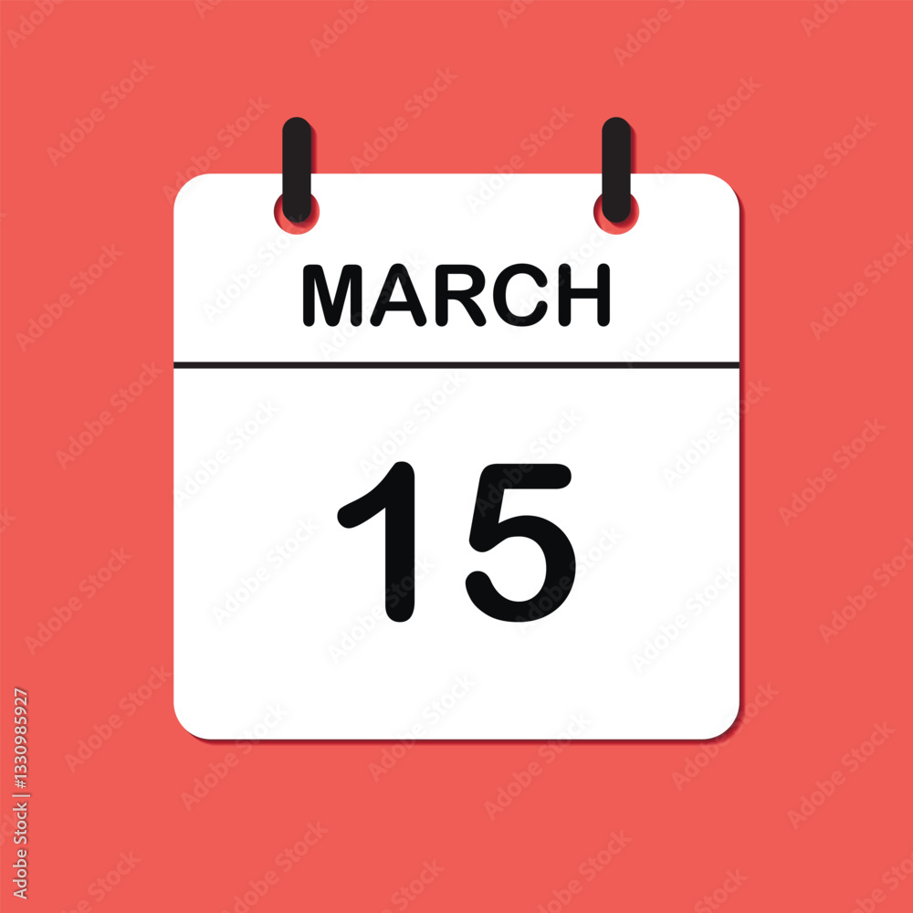 March 15. Daily Calendar icon for design. Simple design for business brochure, flyer, print media, advertisement. Easily editable. March 15. Daily Calendar icon for design. Simple design for business brochure, flyer, print media, advertisement. Easily editable.