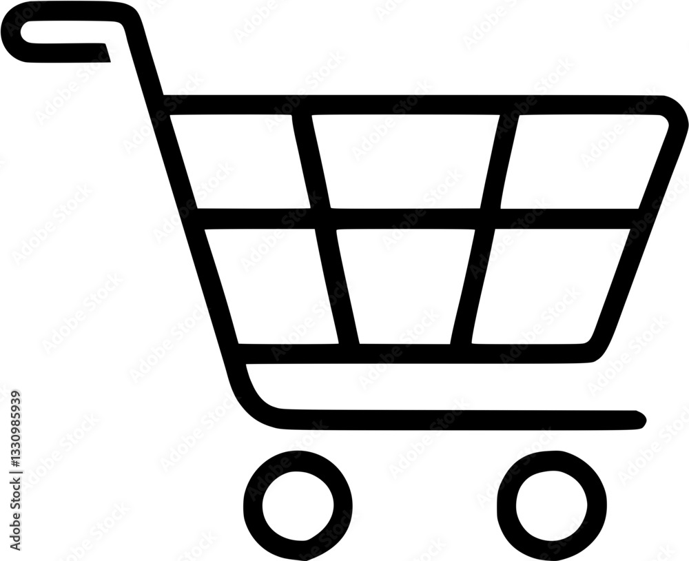 Shopping cart in outline icon style, shopping and retail theme. Shopping cart in outline icon style, shopping and retail theme.
