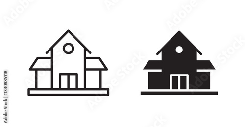 School icon outlined icon vector collection.