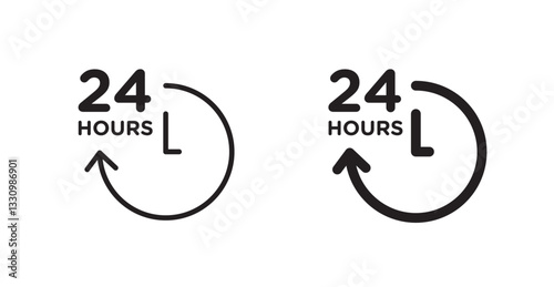 Time twenty four icon outlined icon vector collection.