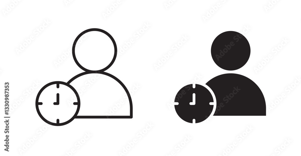 User time icon outlined icon vector collection. User time icon outlined icon vector collection.