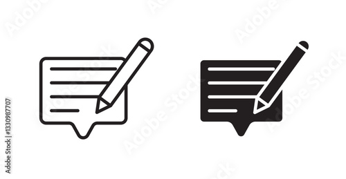 Write comment icon outlined icon vector collection.