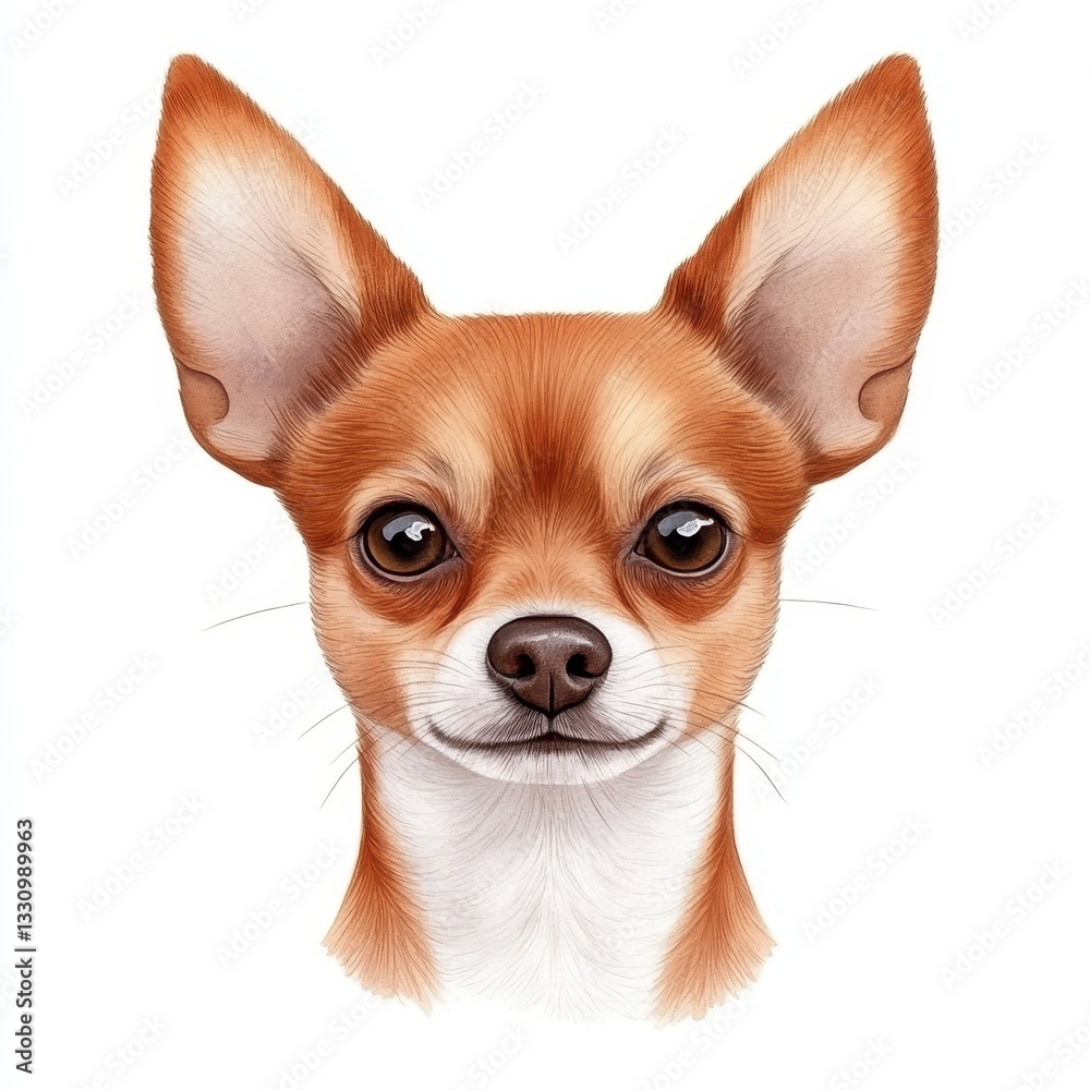 Obraz premium Cute Chihuahua with Bright Eyes and Fluffy Coat in Portrait Style