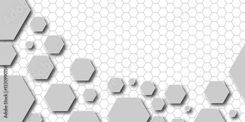 Abstract pattern with hexagonal white and gray technology line paper background. The image embodies a sophisticated interplay of lines, angles, and textures, 