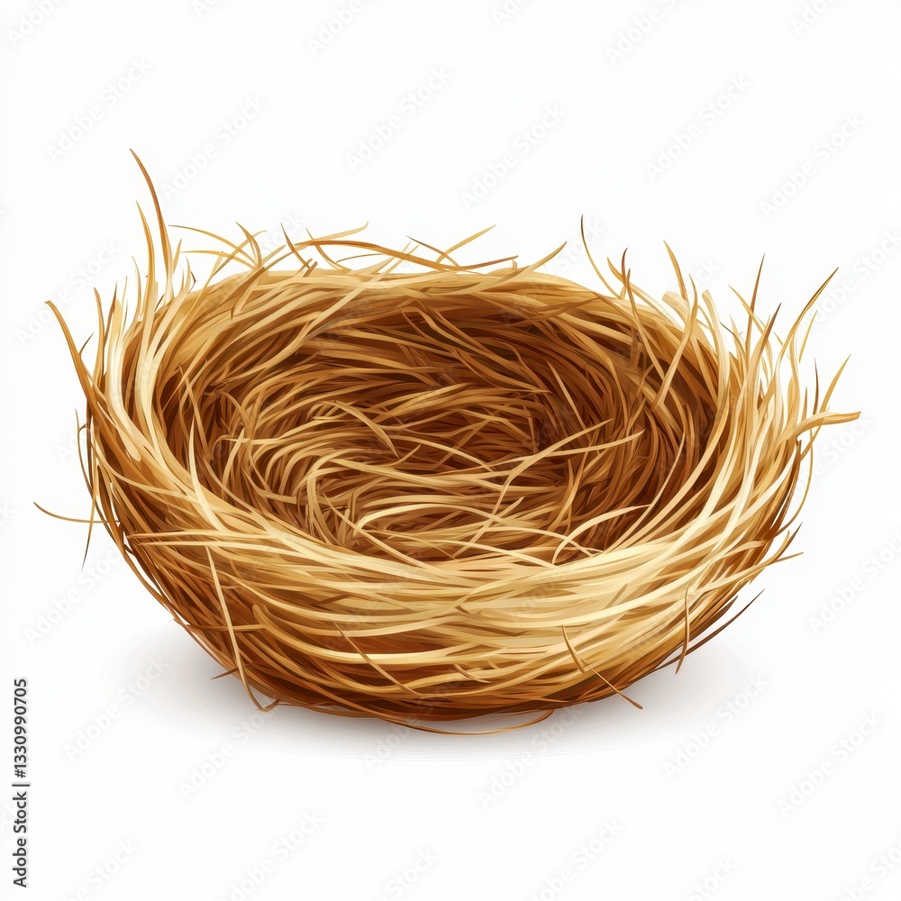 Empty Light Brown Bird Nest on White Background Empty Light Brown Bird Nest on White Background