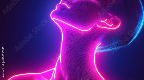 Neon Glow Profile of a Model with Creative Light Effects