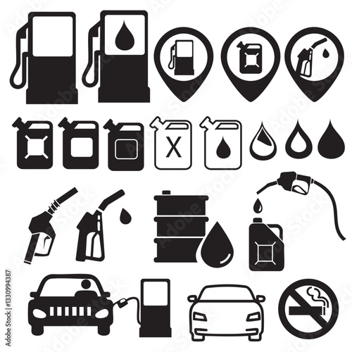Set of figures and icons about fuels and cars