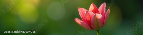 Unfurling spring bud, vibrant petals poised to open , pink, white