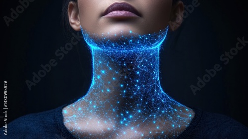 Wallpaper Mural Woman's Neck With Futuristic Light Network Visualization Effect Torontodigital.ca