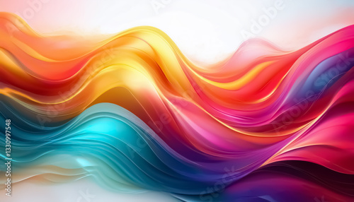 Wallpaper Mural Vibrant Abstract Colorful Waves on White Background Torontodigital.ca