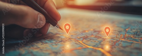 Planning a Journey: Tracing Routes on a Vintage Map