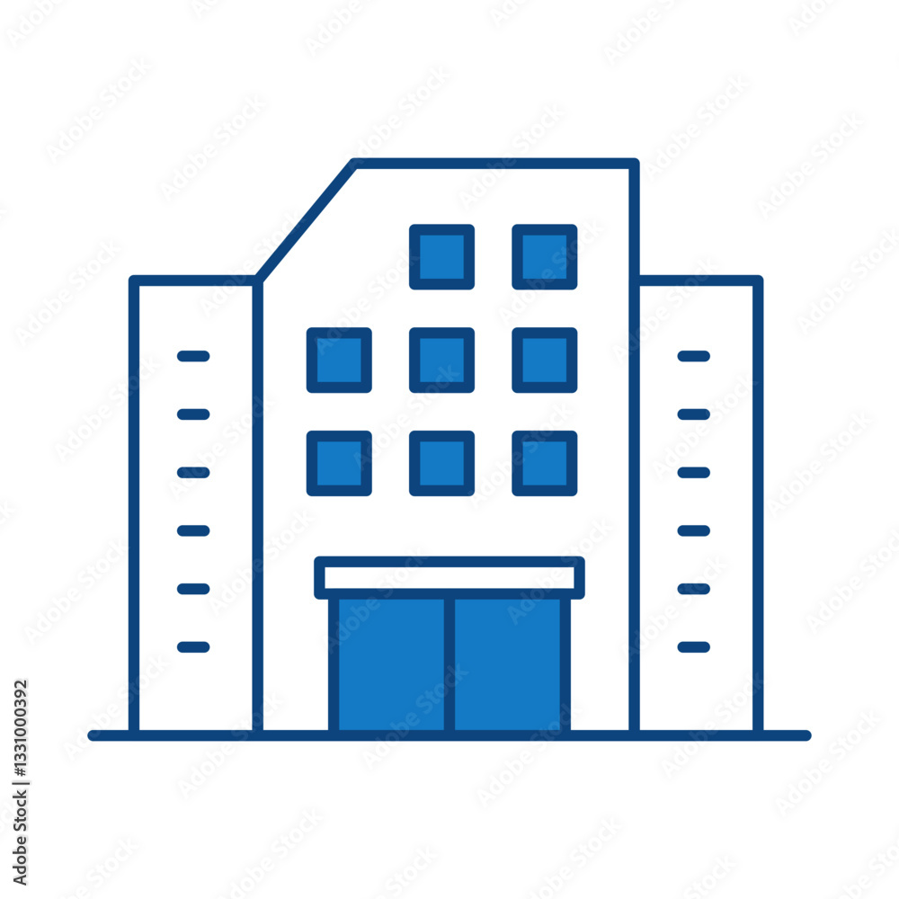 Buildings Line Editable Stroke Icon. Real Estate, House, Home, Apartment, Condominium, Hotel, Mall, City, Cityscape, Town, Downtown, Museum, Architecture Buildings Icons Vector Illustration