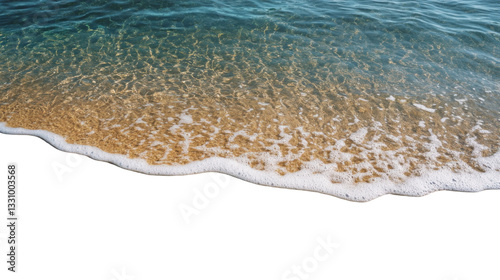 Fototapeta Naklejka Na Ścianę i Meble -  Soft wave gently crashing on sandy beach with transparent background
