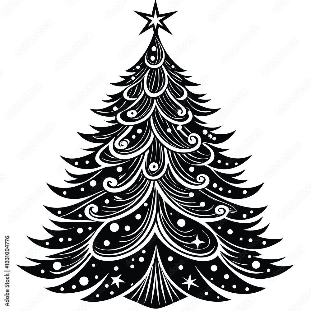 Obraz premium christmas trees black silhouette vector art and illustration