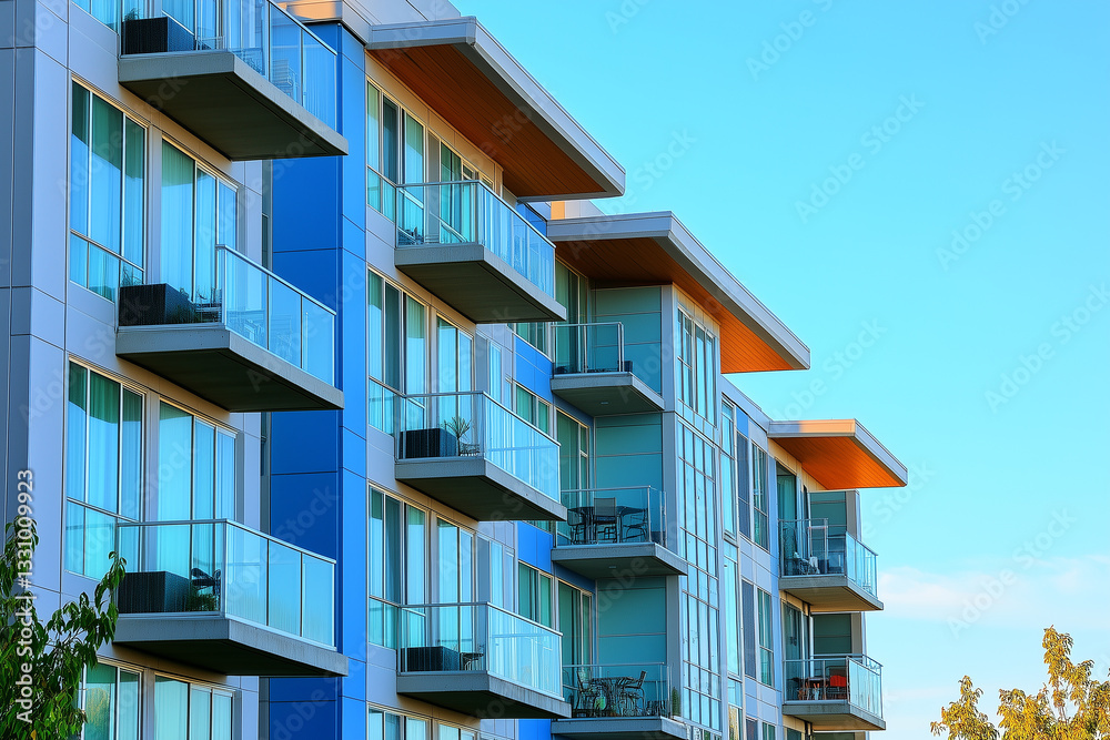 Obraz premium Photoshoot of luxurious apartment building. Photo for real estate, resort, and villa