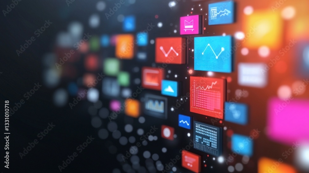 Dynamic Financial Data Background Colorful Charts Graphs Icons Dynamic Financial Data Background Colorful Charts Graphs Icons