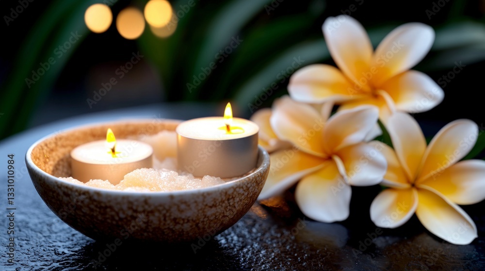 Tranquil Spa Setting Candles Flowers Relaxation Tranquil Spa Setting Candles Flowers Relaxation