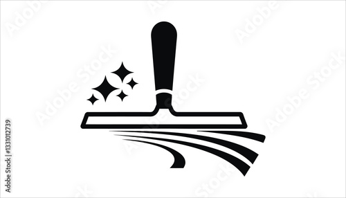 Squeegee Cleaning Icon. Black Line Art Window Cleaning Tool Vector.