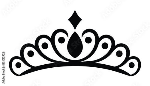 Tiara Icon. Elegant Crown, Princess Jewelry, and Royal Headpiece Silhouette Vector.
