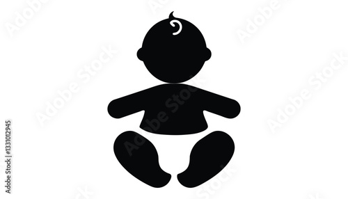 Baby Icon. Cute Infant, Newborn, and Child Silhouette Vector.