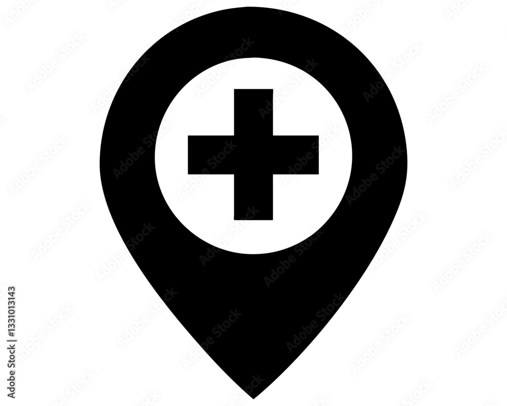 Medical Location Pin Icon - Healthcare Map Marker Vector Medical Location Pin Icon - Healthcare Map Marker Vector
