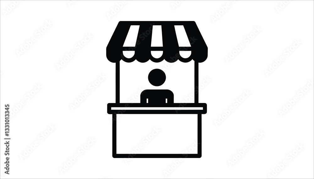 Market Stall Icon. Small Business Vendor Booth Silhouette Vector. Market Stall Icon. Small Business Vendor Booth Silhouette Vector.