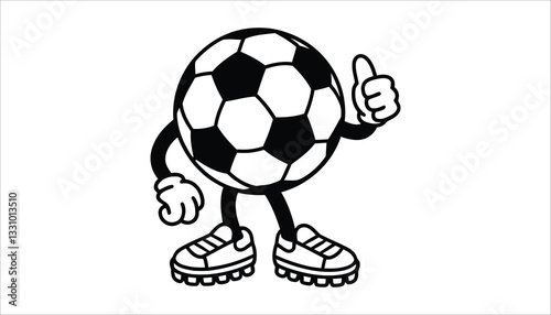 Cartoon Soccer Ball Character Mascot with Thumbs Up Gesture.