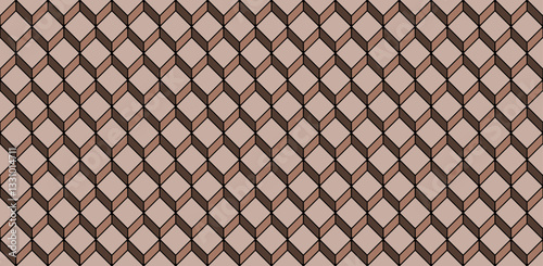 Abstract geometric tile pattern. Isometric illustration. Seamless  contemporary style pavement texture in vector. Art deco pattern for digital and print backdrop. Chocolate Mousse 004