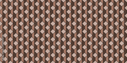 Abstract geometric tile pattern. Isometric illustration. Seamless  contemporary style pavement texture in vector. Art deco pattern for digital and print backdrop. Chocolate Mousse 006