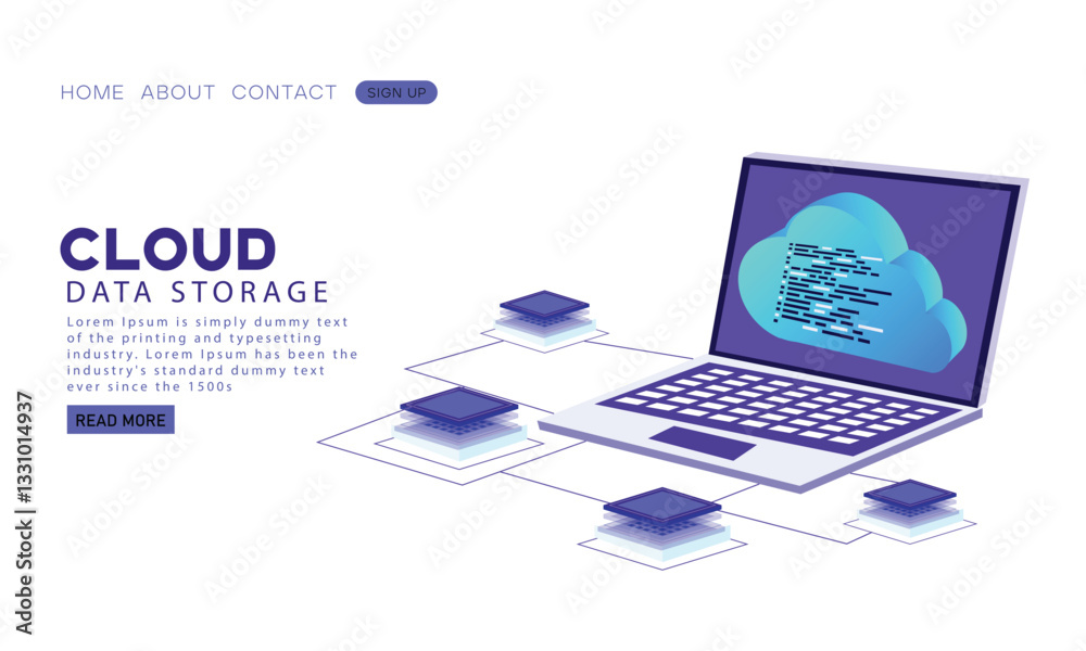 Cloud data storage isometric concept Cloud data storage isometric concept