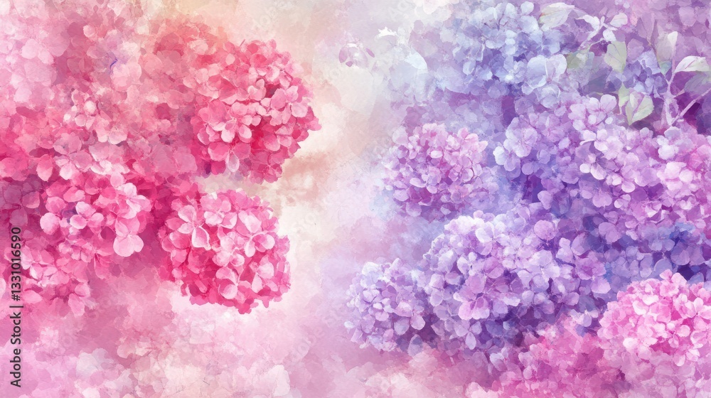 Fototapeta premium Pastel Hydrangea Flowers in Soft Focus