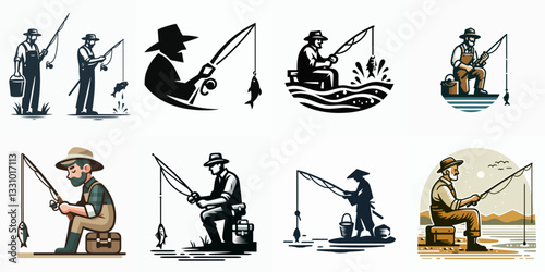 vector illustration of a fisherman