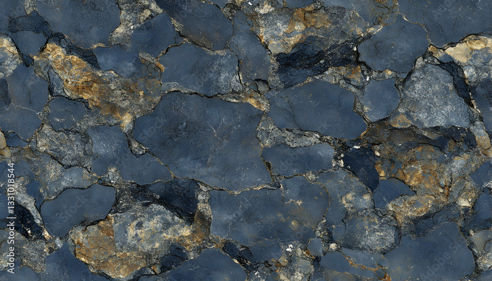 Seamless texture of dark blue and gold cracked stone, perfect for backgrounds, design projects, and surface textures. Seamless texture of dark blue and gold cracked stone, perfect for backgrounds, design projects, and surface textures.