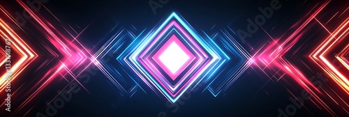 Neon Light Geometric Background with Diagonal Lines