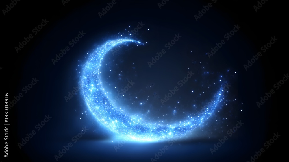 Obraz premium Glowing Crescent Moon on Dark Background