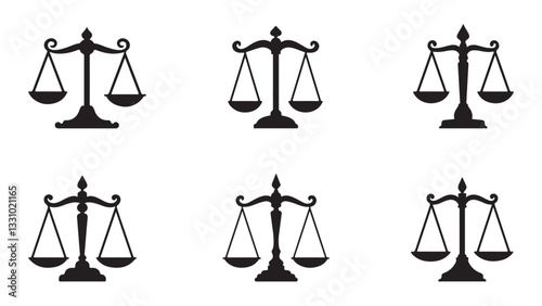 Scales of justice icon set for app and website