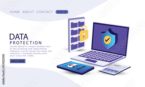 Data Protection Concept Isometric 3D vector Illustration