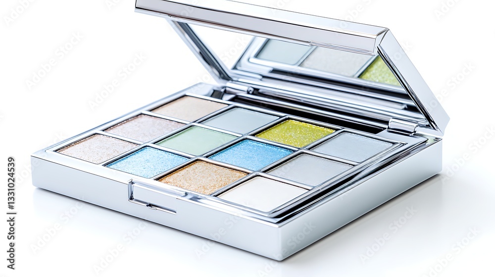 Elegant Silver Eyeshadow Palette with Nine Shimmering Shades for Makeup Artists Elegant Silver Eyeshadow Palette with Nine Shimmering Shades for Makeup Artists