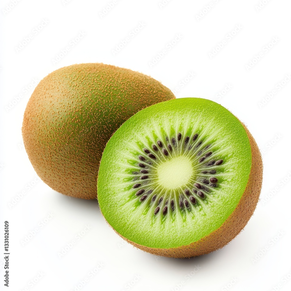 Ripe Kiwi Fruit Halved On White Background Ripe Kiwi Fruit Halved On White Background