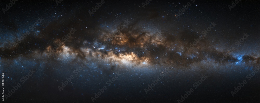 Fototapeta premium A breathtaking panoramic view of the cosmic night sky and stars