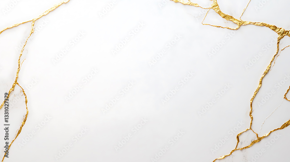 Fototapeta premium Elegant gold veined marble surface luxury interior high-quality image minimalist aesthetic top-down view design inspiration