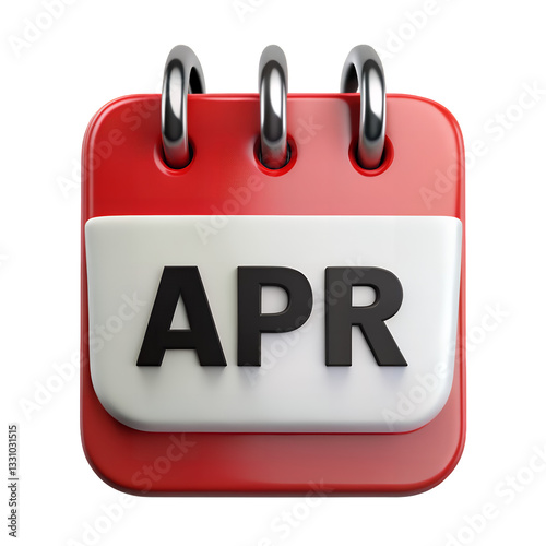 Calendar Icon for April: A close-up shot of a red and white calendar icon displaying the month of April, symbolizing planning and scheduling. AI Generated