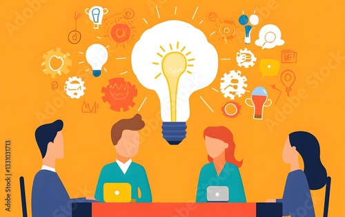 A young entrepreneur leading a dynamic start-up team, brainstorming innovative ideas in a modern office filled with creative energy