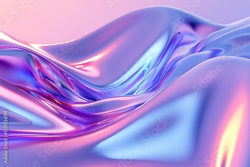 Sleek 3D Iridescent Glass Waves – Futuristic Metallic Fluid Design
