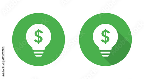 Light bulb with dollar currency icon with long shadow. USD Money idea sign symbol
