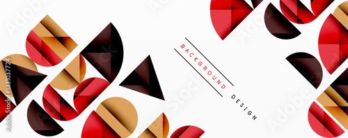 Abstract geometric pattern with intersecting circles and triangles in gradients. The high-contrast composition creates depth and a dynamic, modern aesthetic
